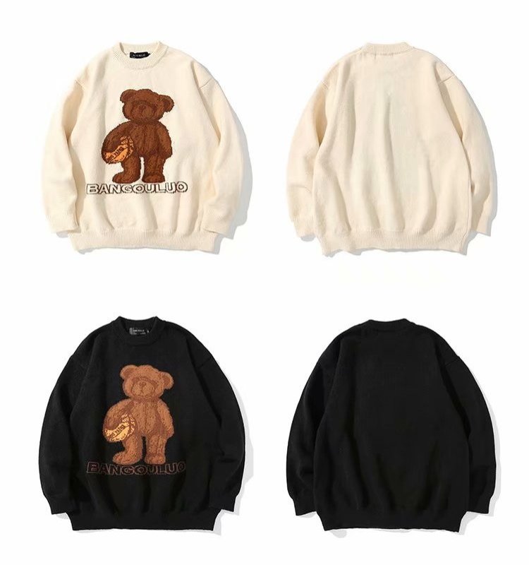 画像3: Unisex bear cartoon sweater Pullover  ユニセックス 男女兼用ベア 熊 編み込みセーター プルオーバー (3)