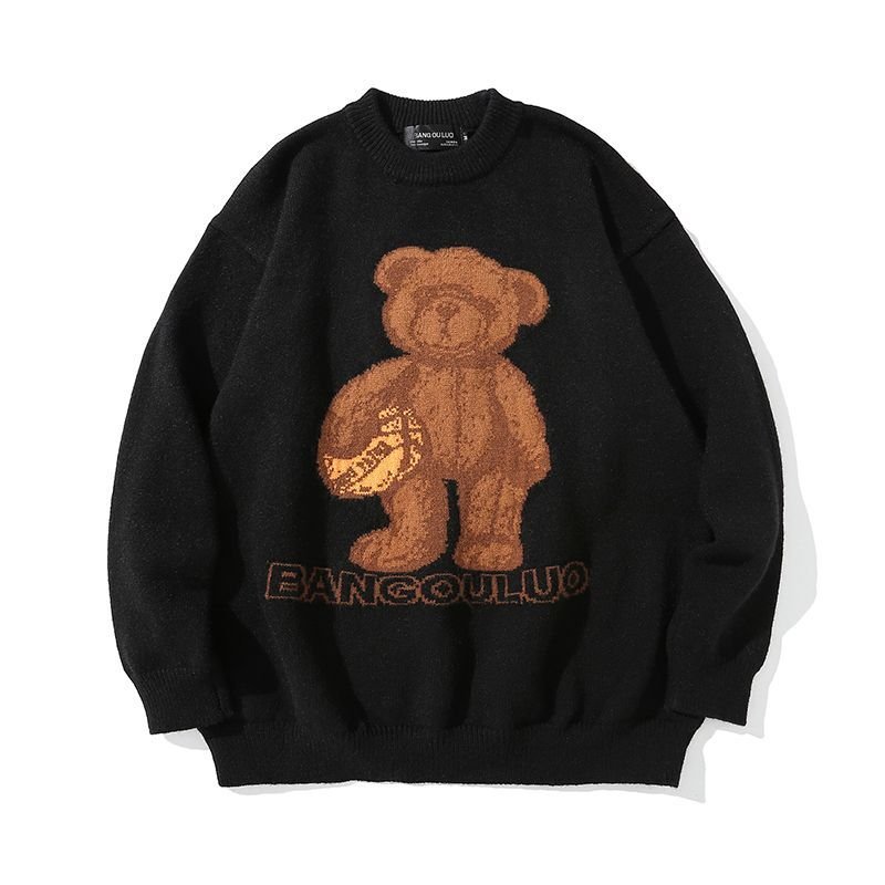 画像2: Unisex bear cartoon sweater Pullover  ユニセックス 男女兼用ベア 熊 編み込みセーター プルオーバー (2)