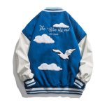 画像7: H mark seagull embroidery BASEBALL JACKET baseball uniform jacket blouson  ユニセックス 男女兼用 Hマーク＆カモメ刺繡 スタジアムジャンパー スタジャン MA-1 ボンバー ジャケット ブルゾン (7)