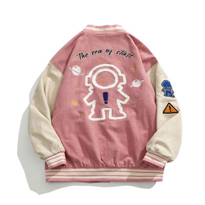 画像2: NASA astronaut corduroy baseball uniform  BASEBALL JACKET baseball uniform jacket blouson  ユニセックス 男女兼用NASA ナサ コーデュロイ 宇宙飛行士刺繡スタジアムジャンパー スタジャン MA-1 ボンバー ジャケット ブルゾン (2)