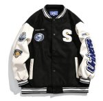 画像2: armband color matching embroidery BASEBALL JACKET baseball uniform jacket blouson  ユニセックス 男女兼用 アーム刺繡 スタジアムジャンパー スタジャン MA-1 ボンバー ジャケット ブルゾン (2)