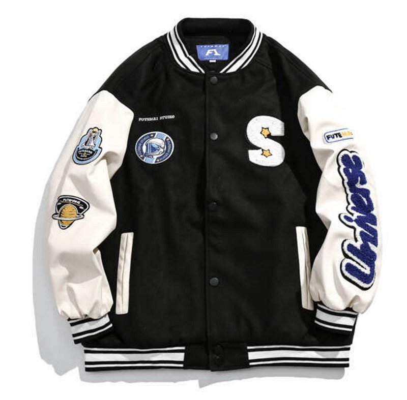 画像2: armband color matching embroidery BASEBALL JACKET baseball uniform jacket blouson  ユニセックス 男女兼用 アーム刺繡 スタジアムジャンパー スタジャン MA-1 ボンバー ジャケット ブルゾン (2)