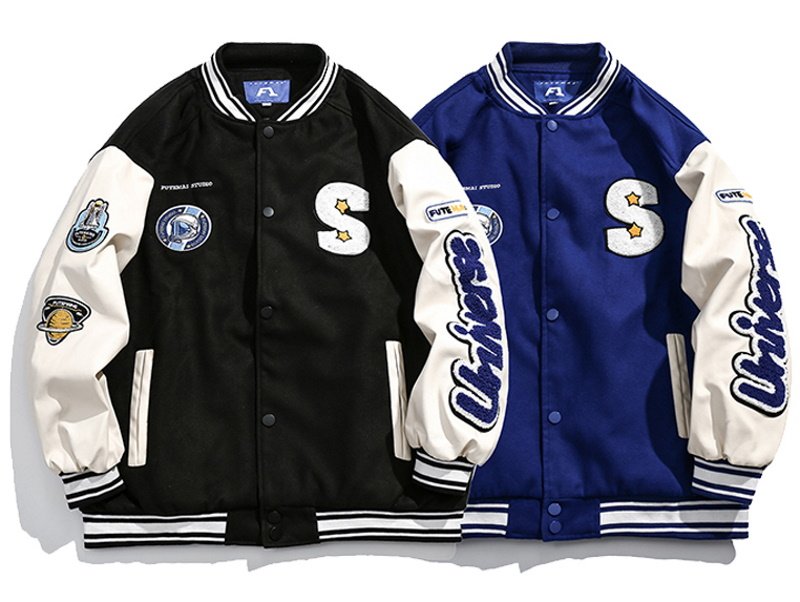 画像3: armband color matching embroidery BASEBALL JACKET baseball uniform jacket blouson  ユニセックス 男女兼用 アーム刺繡 スタジアムジャンパー スタジャン MA-1 ボンバー ジャケット ブルゾン (3)