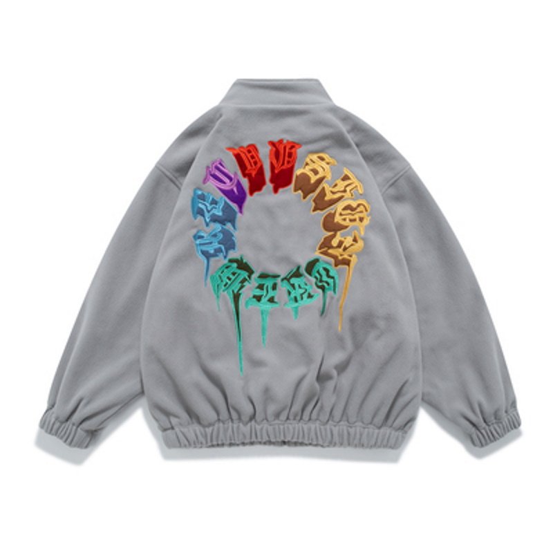 画像8: Circle Rainbow Embroidery Fleece Jacket blouson  ユニセックス 男女兼用 サークルレインボー刺繡フリースジャケット  ブルゾン (8)