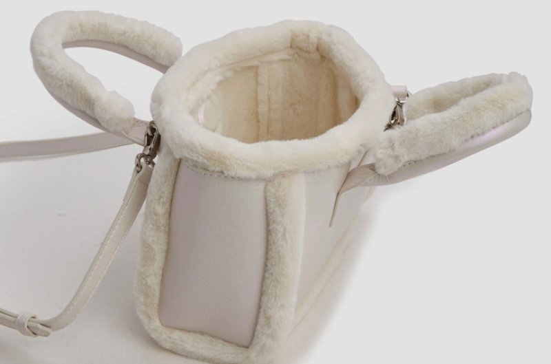 画像6: plush magnetic buckle square fur tote shoulder bag  ファースクエア トート ショルダーバッグ (6)