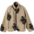 画像1: lamb velvet heart-shaped graffiti printed Jacket blouson  ユニセックス 男女兼用 ラムファーグラフィックプリントフリースジャケット  ブルゾン (1)