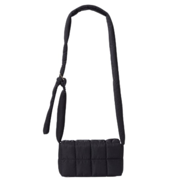 画像1: Quilted padded down cassette bag cross body  mini shoulder bag キルティング 絞り ペディング カセット クロスバッグ ショルダートート ポシェット (1)