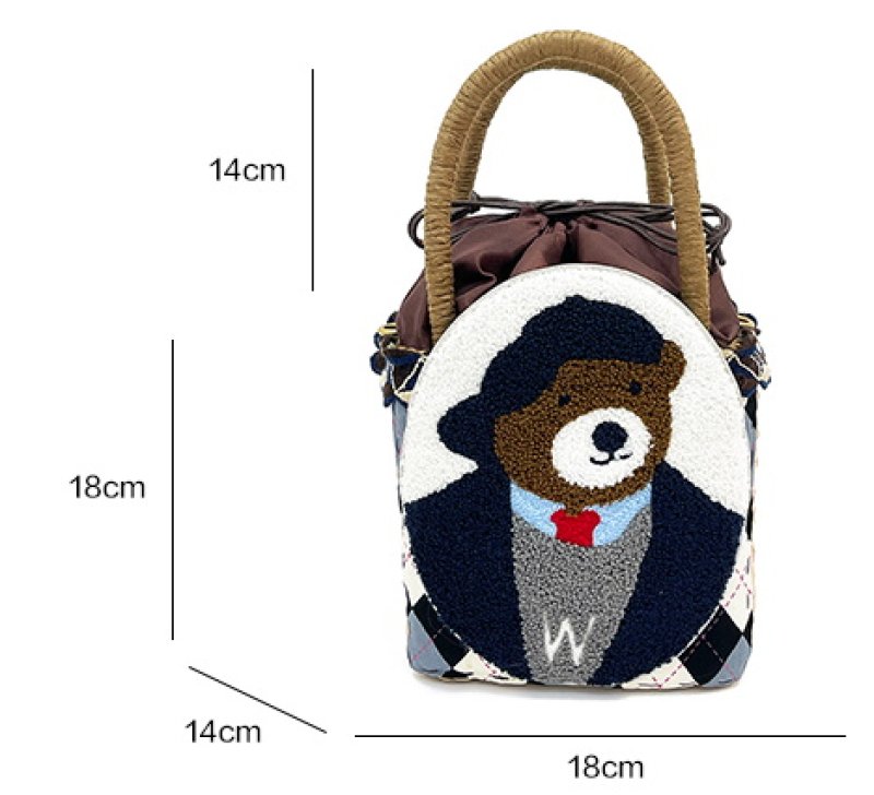 画像4: Tale Bear Carrying Basket Bag Woven tote Bag cross body shoulder bag  ベア熊ポータブルバスケットトートバッグクロスバッグ ショルダー ポシェット (4)