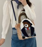画像5: Tale Bear Carrying Basket Bag Woven tote Bag cross body shoulder bag  ベア熊ポータブルバスケットトートバッグクロスバッグ ショルダー ポシェット (5)