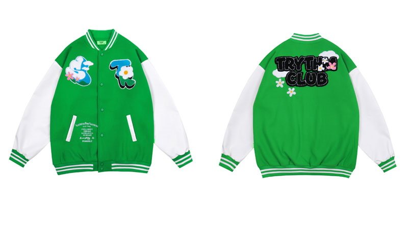 画像2: Klein blue towel embroidered baseball uniform  BASEBALL JACKET baseball uniform jacket blouson  ユニセックス 男女兼用 クラインブルー刺繡 スタジアムジャンパー スタジャン MA-1 ボンバー ジャケット ブルゾン (2)