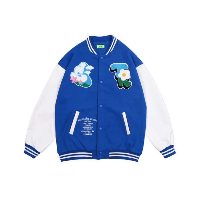 画像3: Klein blue towel embroidered baseball uniform  BASEBALL JACKET baseball uniform jacket blouson  ユニセックス 男女兼用 クラインブルー刺繡 スタジアムジャンパー スタジャン MA-1 ボンバー ジャケット ブルゾン (3)