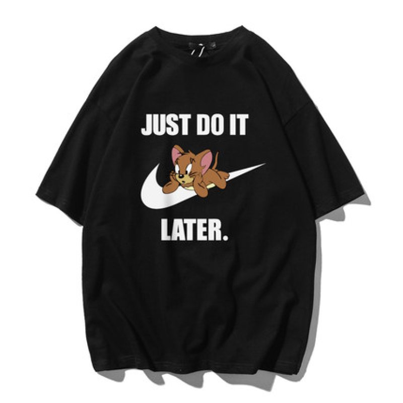 画像6: Unisex Tom and Jerry Big JUST DO IT LATER logo Print T-shirt ユニセックス 男女兼用 ペア トムとジェリー トム&ジェリープリント 半袖 Tシャツ (6)