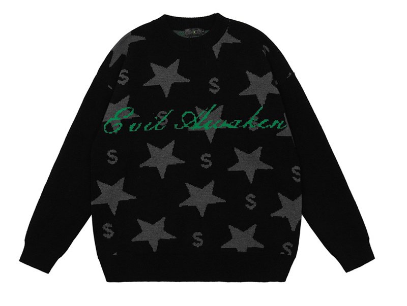 画像6: Unisex Star & Circle Letter Logo Crochet SweaterPullover  ユニセックス 男女兼用スター&サークルレターロゴ 編み込みセーター プルオーバー (6)