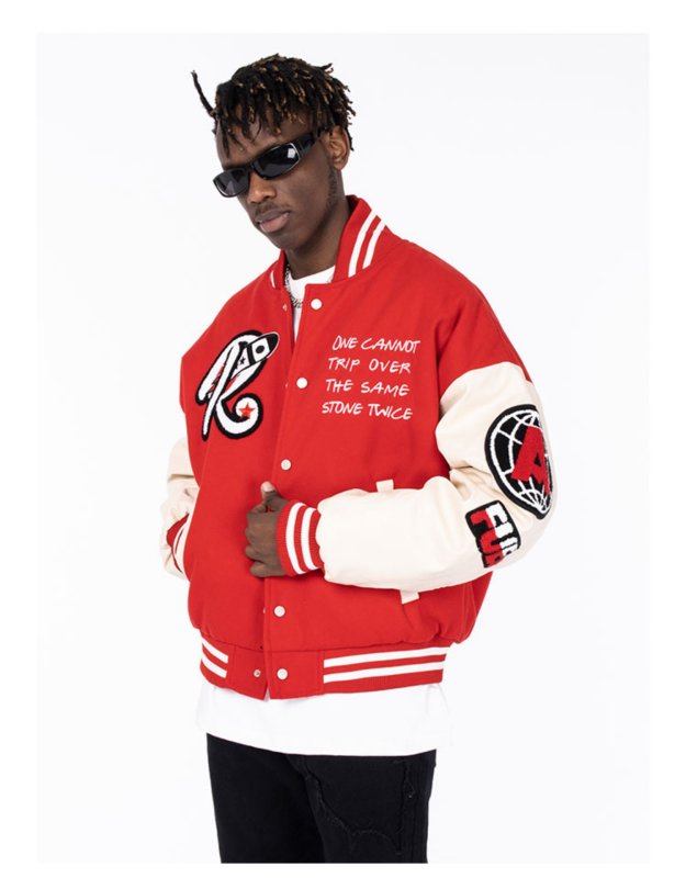 画像7: CHOIZE letter printed embroidered baseball uniform  BASEBALL JACKET blouson  ユニセックス 男女兼用 カラーレター刺繡 スタジアムジャンパー スタジャン MA-1 ボンバー ジャケット ブルゾン (7)