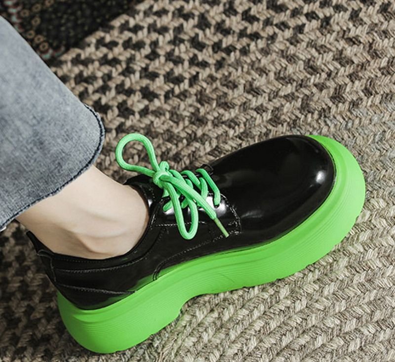 画像4: women's  Lace-up platform leather Oxford shoes　レースアップ厚底レザーオックスフォードシューズ  (4)