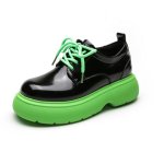 画像1: women's  Lace-up platform leather Oxford shoes　レースアップ厚底レザーオックスフォードシューズ  (1)