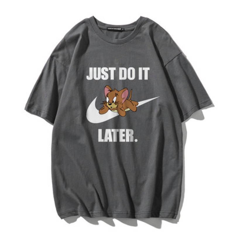 画像7: Unisex Tom and Jerry Big JUST DO IT LATER logo Print T-shirt ユニセックス 男女兼用 ペア トムとジェリー トム&ジェリープリント 半袖 Tシャツ (7)
