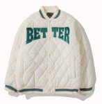 画像2:  Quilting down baseball uniform  BASEBALL JACKET jacket blouson  ユニセックス 男女兼用 レターロゴキルティングダウン スタジアムジャンパー スタジャン MA-1 ボンバー ジャケット ブルゾン (2)