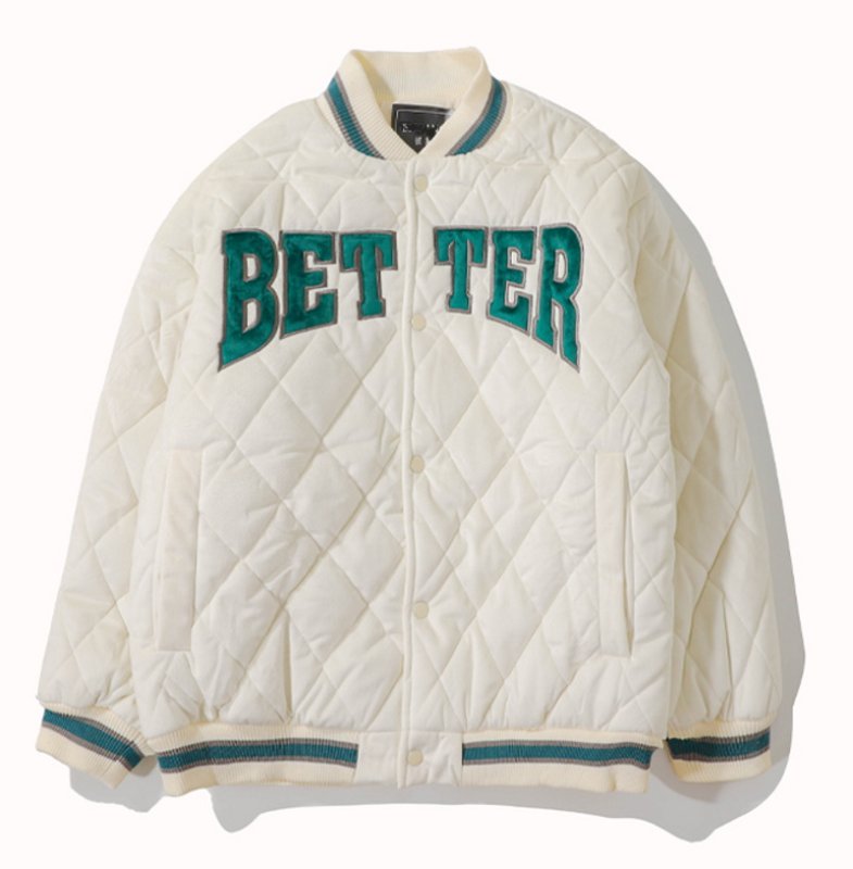 画像2:  Quilting down baseball uniform  BASEBALL JACKET jacket blouson  ユニセックス 男女兼用 レターロゴキルティングダウン スタジアムジャンパー スタジャン MA-1 ボンバー ジャケット ブルゾン (2)