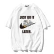 画像1: Unisex Tom and Jerry Big JUST DO IT LATER logo Print T-shirt ユニセックス 男女兼用 ペア トムとジェリー トム＆ジェリープリント 半袖 Tシャツ (1)