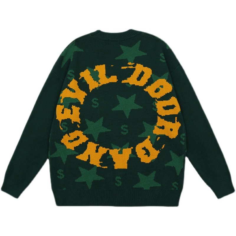 画像7: Unisex Star & Circle Letter Logo Crochet SweaterPullover  ユニセックス 男女兼用スター&サークルレターロゴ 編み込みセーター プルオーバー (7)
