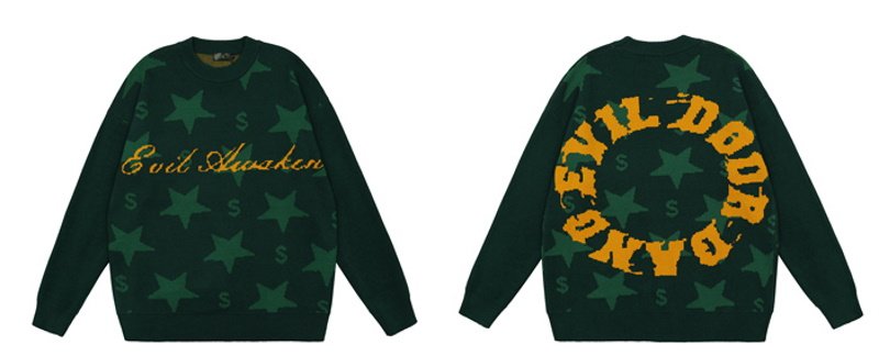 画像8: Unisex Star & Circle Letter Logo Crochet SweaterPullover  ユニセックス 男女兼用スター&サークルレターロゴ 編み込みセーター プルオーバー (8)