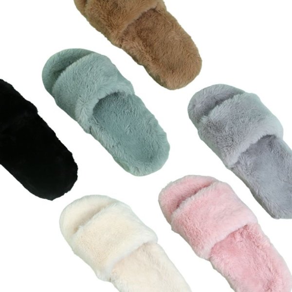 画像1: Unisex Faux sheep fur sandal slippers slide 男女兼用 キッズサイズあり フェイクムートン シープスキンファー エコファー モコモコ サンダル スリッパ  (1)