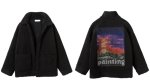 画像2: sunset hand-painted freeze Jacket blouson  ユニセックス 男女兼用 サンセットペイントフリースジャケット  ブルゾン (2)