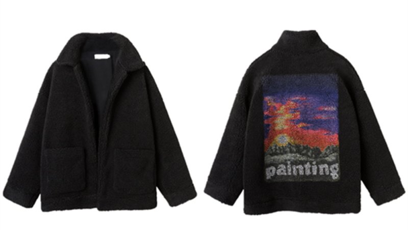 画像2: sunset hand-painted freeze Jacket blouson  ユニセックス 男女兼用 サンセットペイントフリースジャケット  ブルゾン (2)