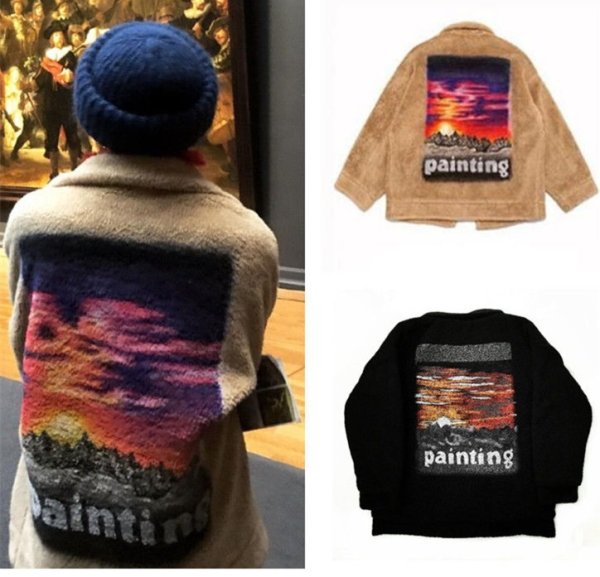 画像6: sunset hand-painted freeze Jacket blouson  ユニセックス 男女兼用 サンセットペイントフリースジャケット  ブルゾン (6)