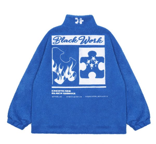 画像1: Jigsaw puzzle stand-up collar fleece jacket blouson  ユニセックス 男女兼用 ジグソーパズルプリント スタンドアップ フリースジャケット  ブルゾン (1)