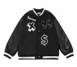 画像4: cartoon avatar leather sleeve BASEBALL JACKET baseball uniform jacket blouson  ユニセックス 男女兼用ボーイアバターエンブレムスタジアムジャンパー スタジャン MA-1 ボンバー ジャケット ブルゾン (4)