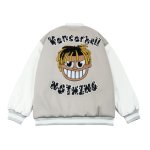 画像1: cartoon avatar leather sleeve BASEBALL JACKET baseball uniform jacket blouson  ユニセックス 男女兼用ボーイアバターエンブレムスタジアムジャンパー スタジャン MA-1 ボンバー ジャケット ブルゾン (1)