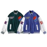画像5: Color Block embroidery stitching leather sleeve BASEBALL JACKET baseball uniform jacket blouson  ユニセックス 男女兼用カラーブロックエンブレムスタジアムジャンパー スタジャン MA-1 ボンバー ジャケット ブルゾン (5)