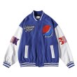 画像3: Color Block embroidery stitching leather sleeve BASEBALL JACKET baseball uniform jacket blouson  ユニセックス 男女兼用カラーブロックエンブレムスタジアムジャンパー スタジャン MA-1 ボンバー ジャケット ブルゾン (3)