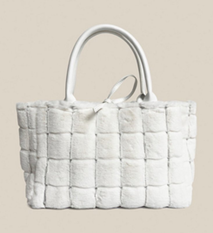 画像4: furry portable commuter bag bag   ファーブロックトート バッグ (4)