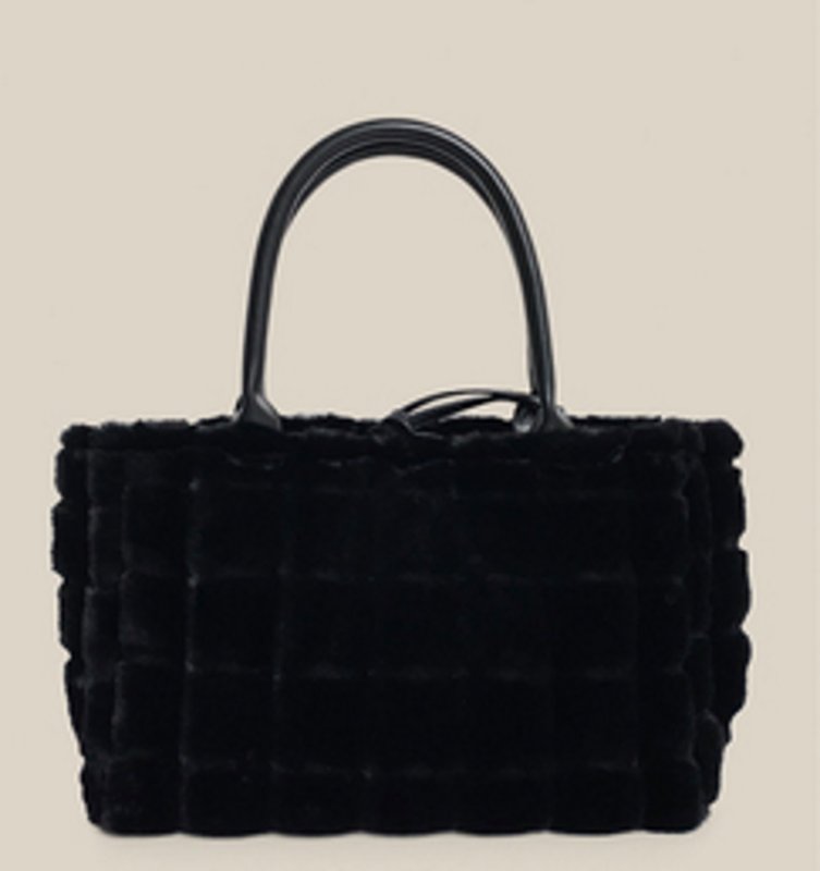 画像2: furry portable commuter bag bag   ファーブロックトート バッグ (2)