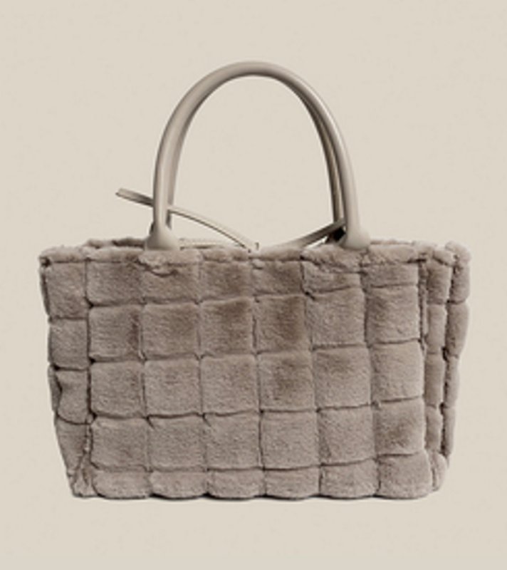 画像3: furry portable commuter bag bag   ファーブロックトート バッグ (3)