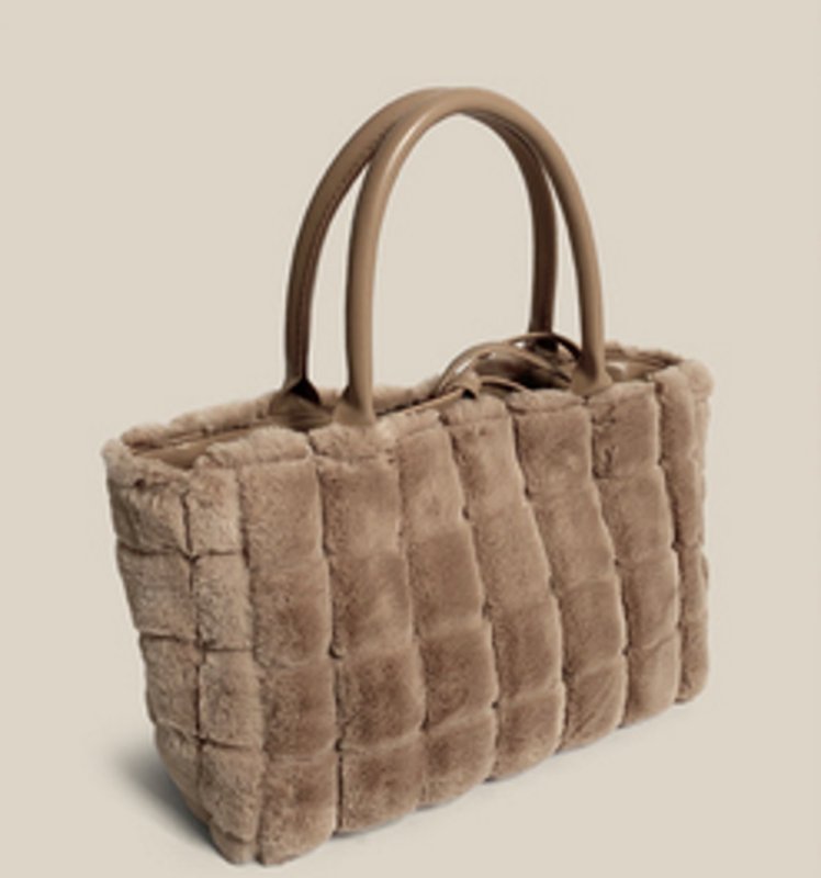 画像9: furry portable commuter bag bag   ファーブロックトート バッグ (9)