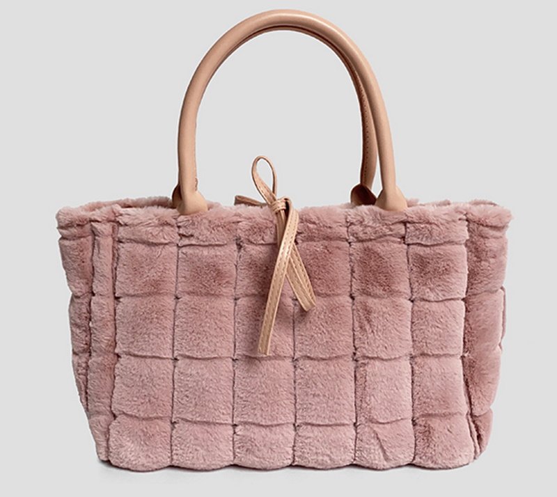 画像6: furry portable commuter bag bag   ファーブロックトート バッグ (6)