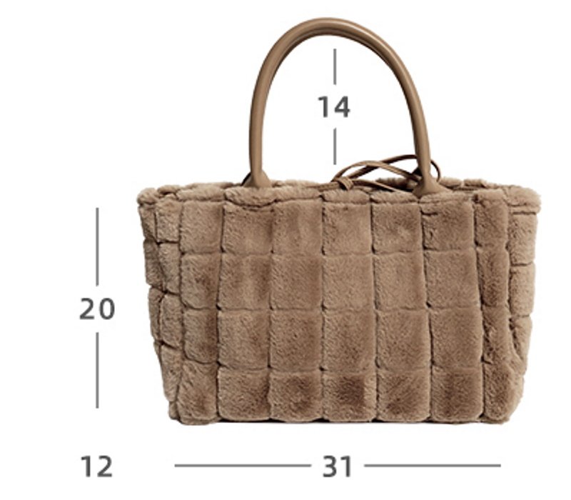 画像10: furry portable commuter bag bag   ファーブロックトート バッグ (10)