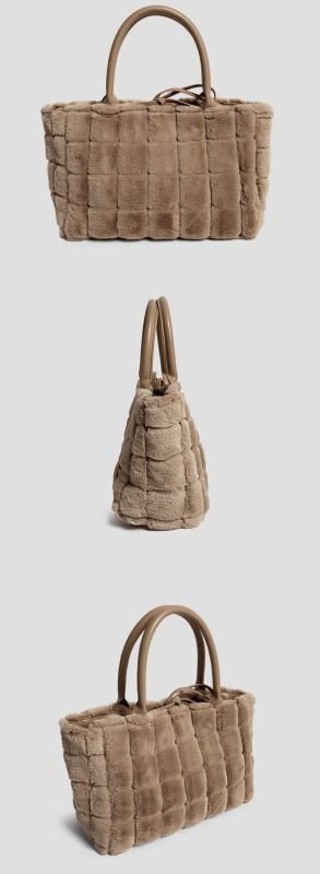 画像11: furry portable commuter bag bag   ファーブロックトート バッグ (11)
