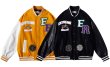 画像1: extreme cause leather sleeve BASEBALL JACKET baseball uniform jacket blouson  ユニセックス 男女兼用extreme cause&ERロゴエンブレムスタジアムジャンパー スタジャン MA-1 ボンバー ジャケット ブルゾン (1)