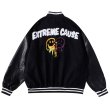 画像2: SALE セール extreme cause leather sleeve BASEBALL JACKET baseball uniform jacket blouson  ユニセックス 男女兼用extreme cause&ERロゴエンブレムスタジアムジャンパー スタジャン MA-1 ボンバー ジャケット ブルゾン (2)