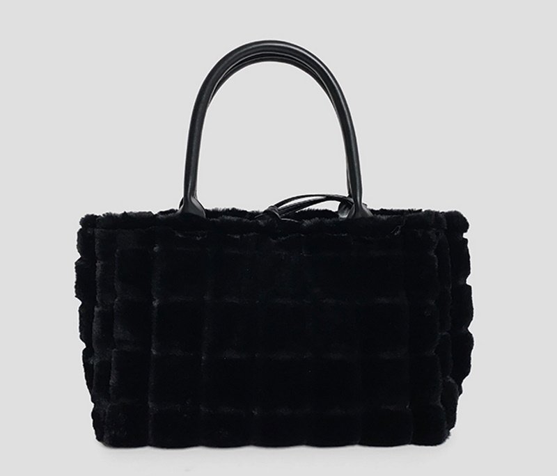 画像8: furry portable commuter bag bag   ファーブロックトート バッグ (8)