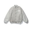 画像4: 21 Oversize flocking printed leather sleeve BASEBALL JACKET baseball uniform jacket blouson 中綿入り ユニセックス 男女兼用 サークルP スタジアムジャンパー スタジャン MA-1 ボンバー ジャケット ブルゾン (4)