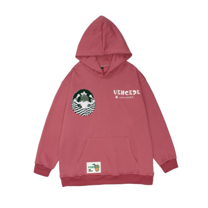 画像4: Unisex vencede Hoodie sweater Pullover  ユニセックス 男女兼用vencede&刺繍付きフーディー パーカー (4)