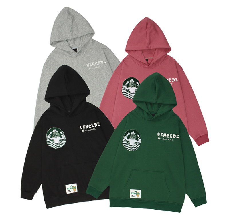 画像5: Unisex vencede Hoodie sweater Pullover  ユニセックス 男女兼用vencede&刺繍付きフーディー パーカー (5)