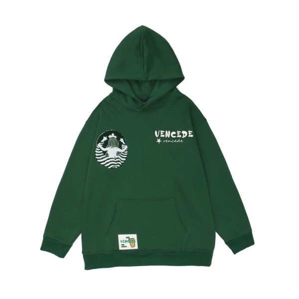 画像1: Unisex vencede Hoodie sweater Pullover　 ユニセックス 男女兼用vencede&刺繍付きフーディー パーカー (1)