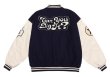 画像2: can you digjt embroidery jacket BASEBALL JACKET baseball uniform jacket blouson  ユニセックス 男女兼用can you digjt レター刺繍スタジアムジャンパー スタジャン MA-1 ボンバー ジャケット ブルゾン (2)